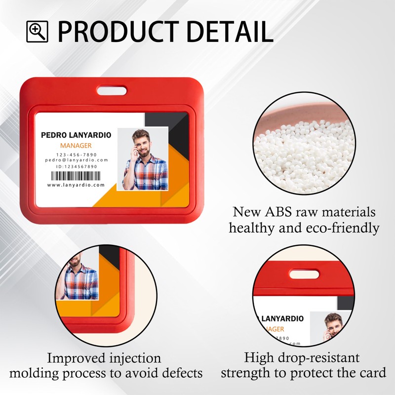 Lanyardio 1 Pack Sliding Horizontal ID Badge Holder Hard Red