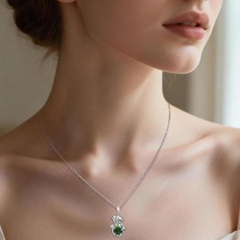 Jewlikee Mushroom Necklace for Women Moss Agate Necklace Mushroom Jewelry Gifts for Women Sterling Silver Pendant Lovers Anniversary Birthday Mothers Day