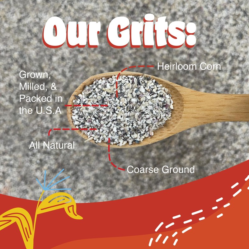 Western Blue Corn Grits, Native American Grown, Coarse Ground Heirloom,