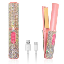 Cordless Hair Straightener, Portable Straightener 2 in 1 for Hair Straightening and Curling,5000mAh Mini Travel Hair Straightener,Fast Heating Titanium Flat Iron, 210°C/410°F Within Seconds (Mermaid)