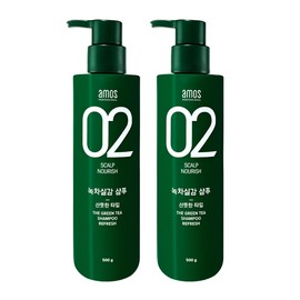 Amos Professional Green Tea Realistic Shampoo Refreshing Type Oily Scalp 500gX2 Box / 아모스 프로페셔널 녹차실감 샴푸 산뜻한타입 두피 지성 500gX2박스