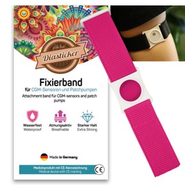 Diasticker® Freestyle Libre 3 – Fixation Strap | Flexible – Waterproof – Strong Hold | Sensor Protection, Fixation for Freestyle Libre Sensor | Holder: White (Medium: 25-35 cm, Pink)