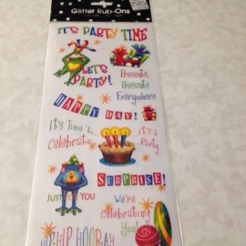 ME & MY BIG IDEAS GLITTER RUB-ON'S BIRTHDAY PARTY GLITTER PARTY EMBELLISHMENTS