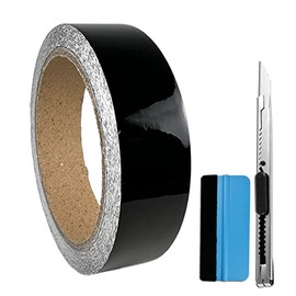 LZLRUN Black Gloss Air-Release Adhesive Vinyl Tape Roll - Come with Installation Tool Set (1" x 30ft)