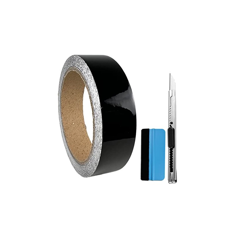 LZLRUN Black Gloss Air-Release Adhesive Vinyl Tape Roll - Come