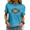 Women's Southwest Tribe Printed T-Shirt Boho Style Casual Round Neck
