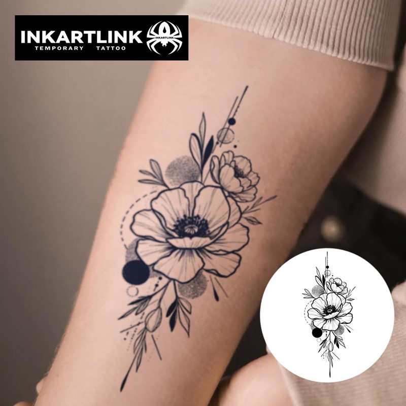 Temporary Tattoo, 2 Sheets Delicate Floral Arm Stickers