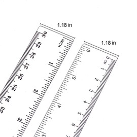 Plastic Ruler 2 Pack 12 Inch and 6 inch Clear Straight Ruler with inches and Metric Measuring Tool for Student School Office