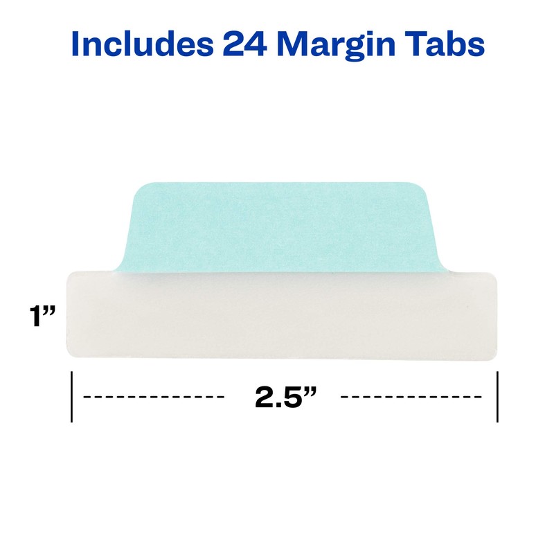 Avery Margin Ultra Tabs, 24 Repositionable Sticky Tabs, 2.5" x