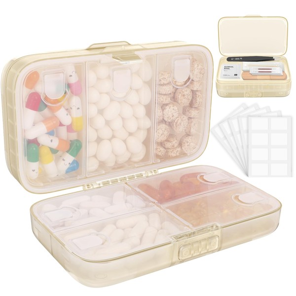 FYY Travel Pill Organiser [Upgraded Version], 8 Compartments Portable Daily
