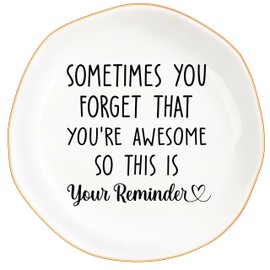 MQPPKJ Inspirational Ceramic Jewelry Tray for Women - You Are Awesome Ring Dish, Unique Gift for Mom, Wife, Friend, Coworker, Birthday, Mother's Day, Christmas, Retirement Gifts (You're Awesome)