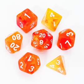vvpesca Orange DND Dice Set of 7 – Polyhedral Dice Set for TTRPGs,Dungeons and Dragons,Role Playing Games and Other Table Games– D20 System Dice (Bright Orange)