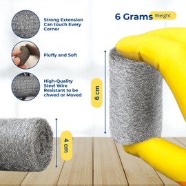 HOMESHOPA Steel Wool Scouring Rolls, 96 Pack Wire Wool Mice Pads, Grade 0, Steel Wool Cleaning Pads for Cleaning, Polishing, Home and Kitchen, Multi-Purpose for Washing Up Pots, Pans, Glass, Metal, 6g
