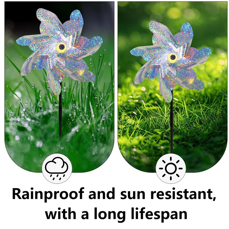 KOKMEYA 10-Pack Reflective Bird Repellent Pinwheels 7.1 Inches in Diameter