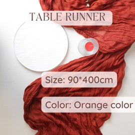 2 Pcs Orange Cheesecloth Table Runner 90 x 400 cm Long Gauze Table Decor for Bridal Baby Shower Birthday Wedding Party Crinkle Cheese Cloth