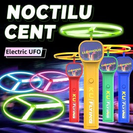 Red Led Light Up Pull String UFO Flying Saucer Disc Adults/Kids Toy
