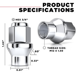 White Knight 7807-4 Chrome ET Bulge Lug Nut - 4 Piece