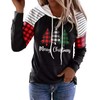LLHXRUI Merry Christmas Buffalo Plaid Tree Striped Splicing Hoodie Shirt