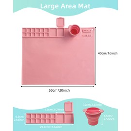 MOKUYOBY Silicone Painting Mat with Cup, 20"X16" Silicone Art Mat for Kids, Storage Bag, Non Slip Erasable and Washable Craft Mat for Painting, Drawing, Resin, DIY Creations (Green)