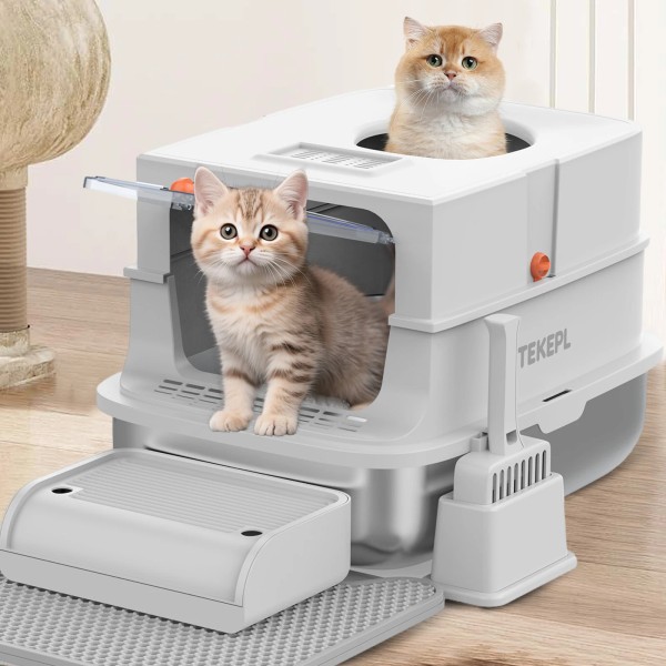 Unbranded XXL Stainless Steel Cat Litter Box with Extra Large