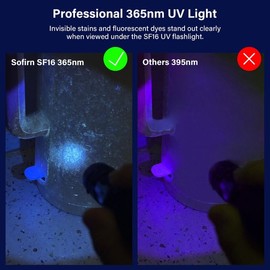 365nm UV Flashlight Black Light, Sofirn SF16 Rechargeable Powerful LED Blacklight Flashlight for Detecting Pet Dog Urine, Unveil Invisible Stains, High Definition Pure Ultraviolet（Battery Included）