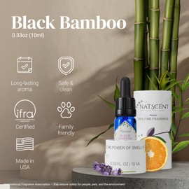 Natscent Black Bamboo Essential Oils for Diffusers for Home, Nature-derived Bamboo Essential Oil, Long-Lasting & Family-Friendly Diffuser Oils Scents, IFRA Certified, Cold Air & Ultrasonic - 0.33 oz