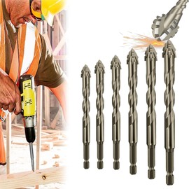 Cozy Hoome Four-Flute Serrated Eccentric Drill Bit Set - High Hardness Skewed Head, 4+5+6+8+10+12mm