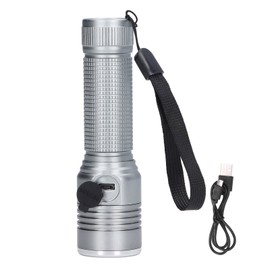 LED Flashlight Telescopic Zoom Protective Function Aluminum Alloy Barrel 2000LM Zoom FlashlightGrey