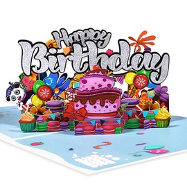 Gosuoa Pop Up Birthday Card,3D Panda Happy Birthday Card,8" X 6" Cover - Includes Envelope and Note Tag,Birthday Cards for Women Men Kid Girl