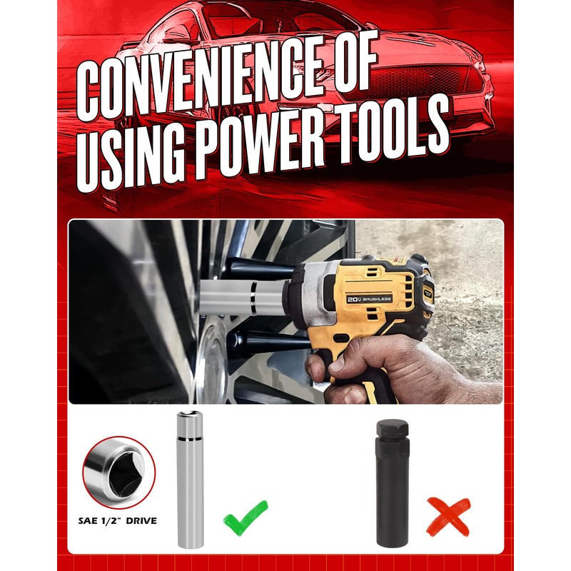 Spike Lug Nuts Socket Key, Stripped Lug Nut Remover, 19mm