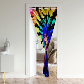 Tie Dye Door Curtain, Boho Blackout Curtain, Exotic Abstract Spiral Doorway Curtain, Chic Hippie Door Drape for Bedroom Living Room Closet Door, Colorful, 1 Panel, 34" W X 80" L, Room Divider