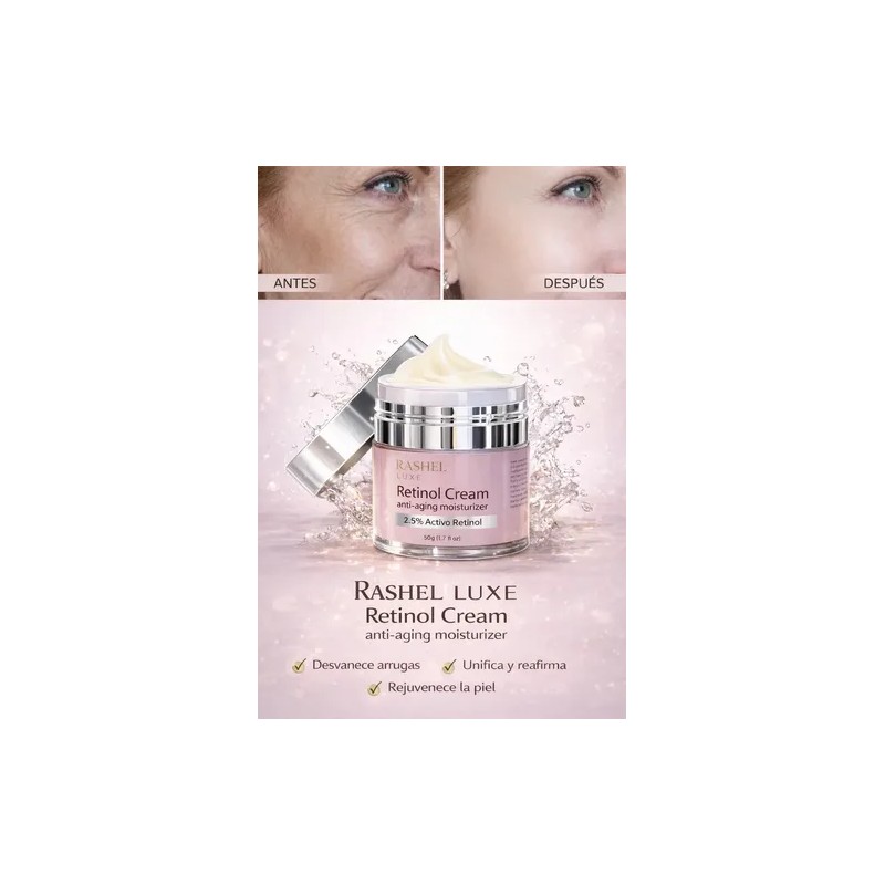 Crema Facial Rtinol Puro 2,5%, Arrugas, Hidratante, Suaviza