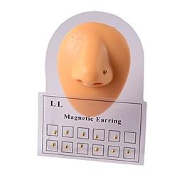 Fuqimanman2020 12 Pcs Stainless Steel Magnetic Crystal Fake Ear Stud Earrings Set Colorful 3mm Non Piercing Nose Lip Rings for Women Men Jewelry(C)