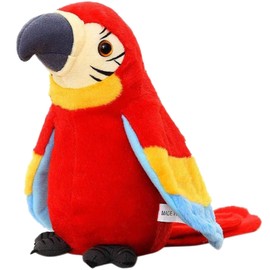Holiberty Talking Macaw Parrot Repeat What You Say Stuffed Animal Plush Toy Electronic Record Animated Bird Shake Wings Speaking Parrot Pet Plush Interactive Toys for Kids Boys Girls Christmas Birthday Gift