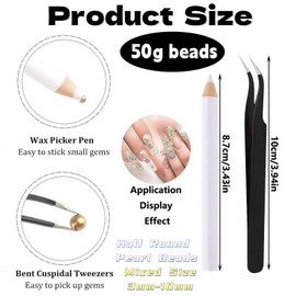 Omeblos 50g Mix Flat Back Pearls and Rhinestones,Flat Back Rhinestones,Rhinestone for Clothes,Crafts Mixed Size 3mm - 10mm,for Flatback Pearls for Diy Art Shoes Clothes Tumblers Mugs Nail DIY Clothing