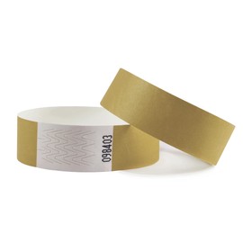 100 Gold Tyvek Wristbands 19mm with Tape Closure Waterproof ID Bands Age Proof Security for Events