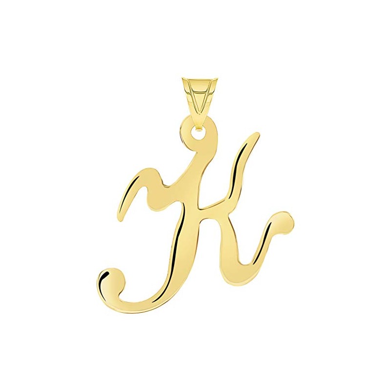 Jewelry America Solid 14k Yellow Gold Script Uppercase Initial Cursive