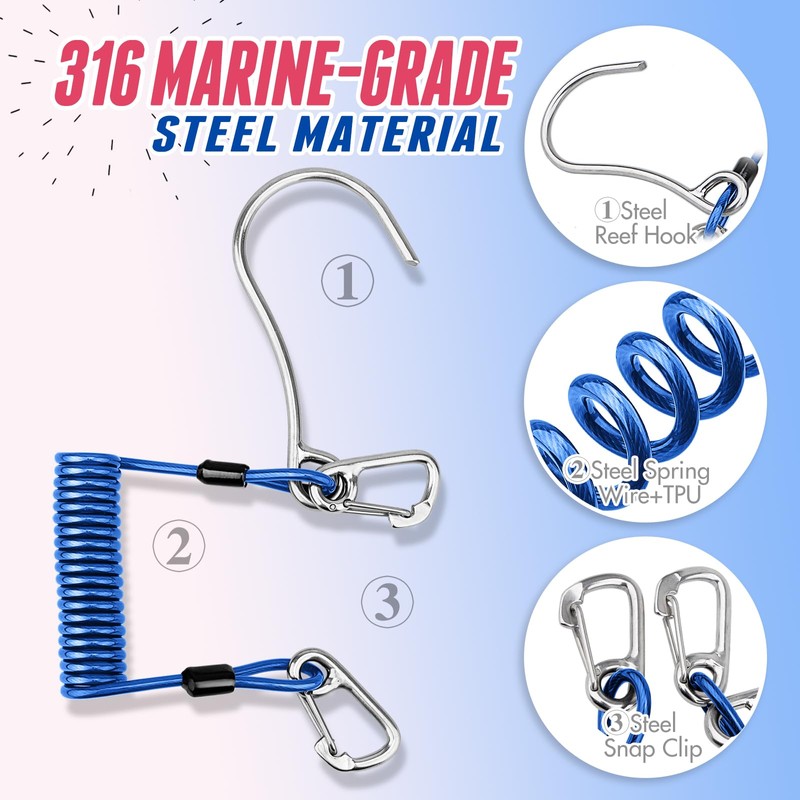 OVOVFANY Scuba Diving Reef Hook, 316 Stainless Steel Single Reef