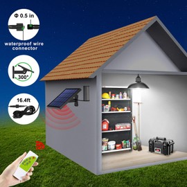 Lightonight Solar Shed Light Outdoor Pendant Light with 4000mAh Solar Panel Warm/White Dimmable with Remote, Solar Powered Hanging Barn Light with Remote for Shed, 1 Pack