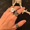 ELFASIO Keep Going Skull Rings for Mens, Square Signet Ring