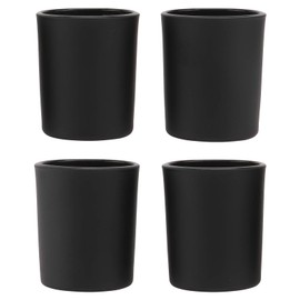 ARTIBETTER 4Pcs Romantic Glass Candle Cup Simple Table Candle Holder Frosted Home Candlestick (Black)