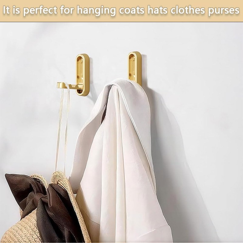 Folding Wall Hooks 2 PCS, Space-Saving Foldable Coat Towel Hooks,