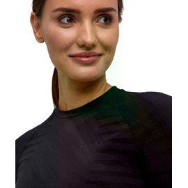 FALKE Maximum Warm Round Neck W L/s Sh filo funzionale asciugatura rapida 1 pezzo, Maglia Donna, Nero Black 3000, M