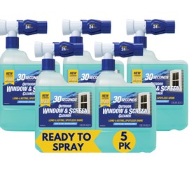 30 SECONDS Outdoor Window & Screen Concentrated Cleaner for Glass, Patio Doors, Fiberglass, Furniture - No Screen Removal Required, Spray & Rinse - Hose End Spray Attachment (5 PACK)