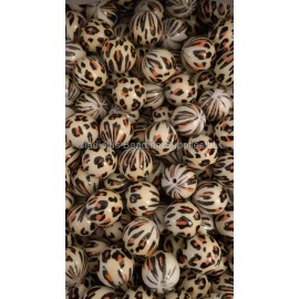 Unbranded 25 Pcs 20mm Brown Leopard Acrylic Beads - Bubblegum Beads - Chunky Beads