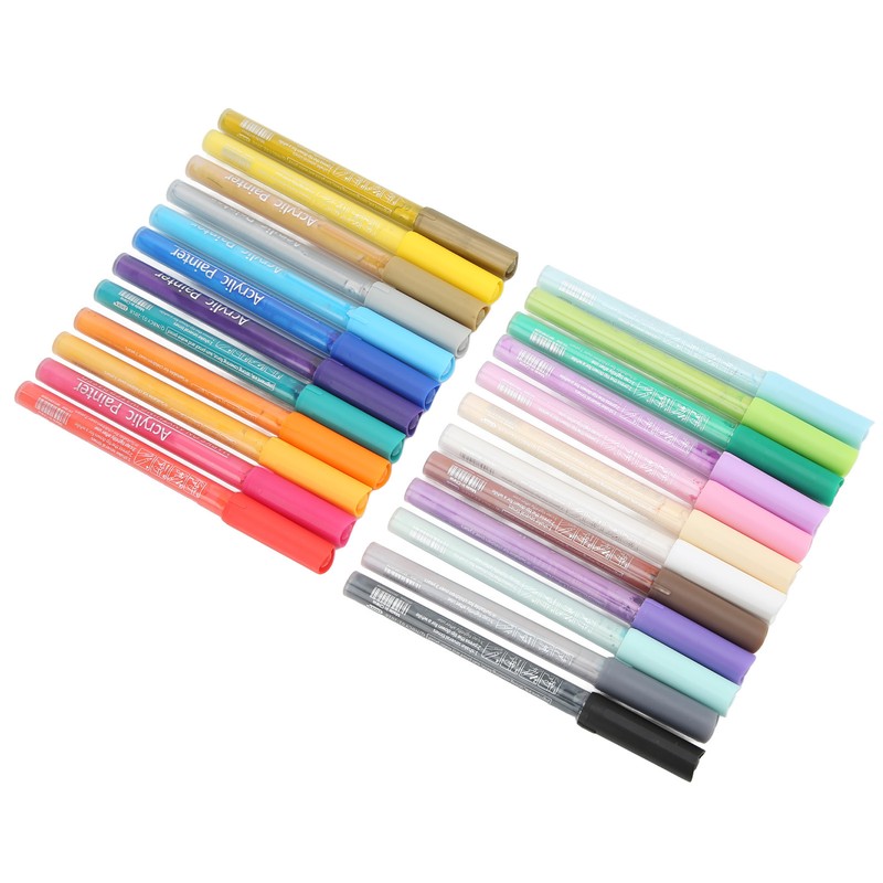 24Pcs Acrylic Paint Markers Multi Function Safe Nontoxic Moistureproof Quick