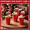 Dualshine 100 Pack Red Plastic Cups 16 oz, Disposable Cups