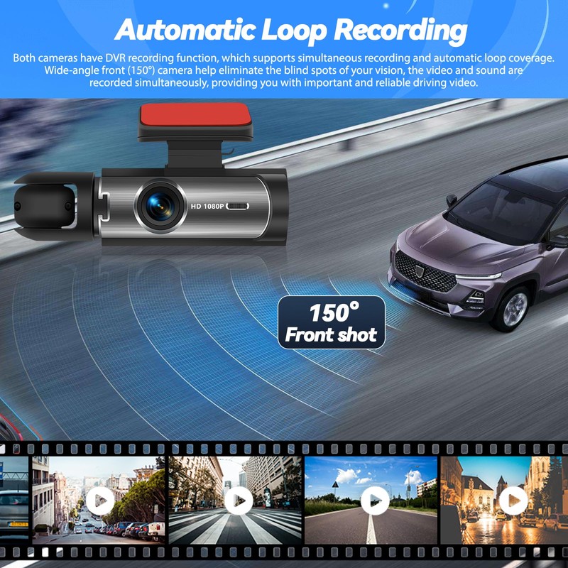 Dual Dash Cam for Cars Front and Inside 3.16 inch