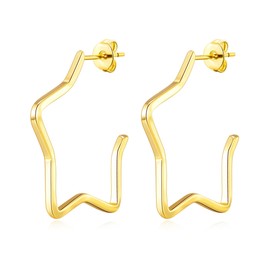 Philip Jones Gold Plated Star Hoop Earrings