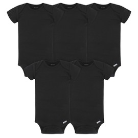Gerber Baby Boys 5-pack Solid Onesies Bodysuits Shirt, Black, 12 Months US
